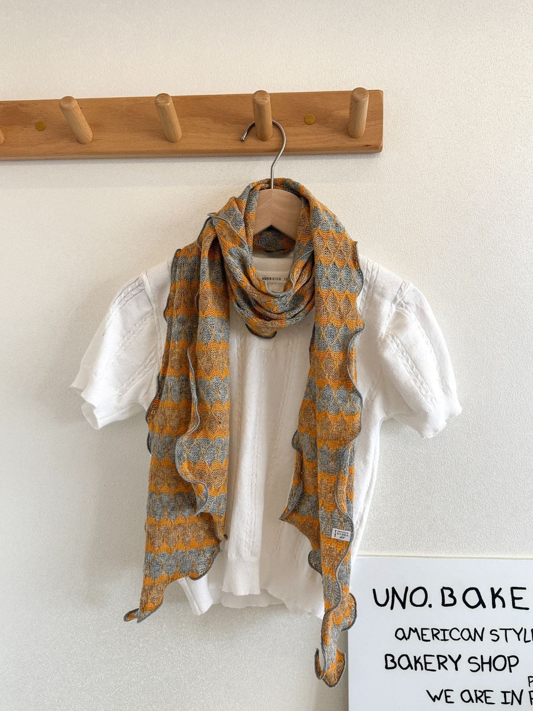 Scarvii - Geometric Striped Knit Narrow Scarf