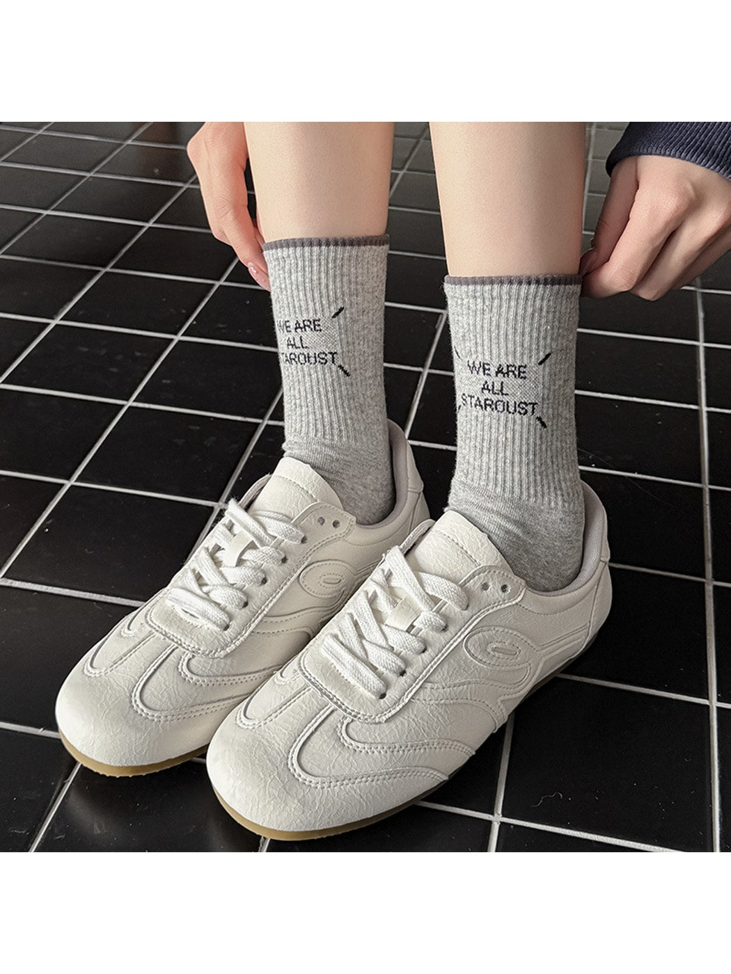 Rufia - Light Color Ribbed Crew Socks