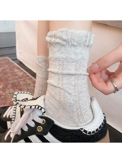 Rufia - Ruffled Cuff Casual Crew Socks