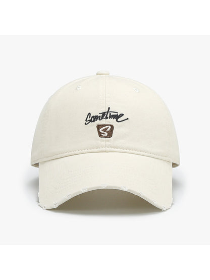 Haila - Round Crown Embroidered Detail Foldable Baseball