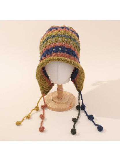 Haila - Multicolor Knit Tassel Earflap Beanie Hat