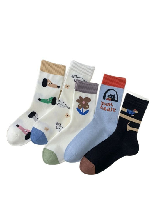 Rufia - Color Block Animal Face Crew Socks product image 1