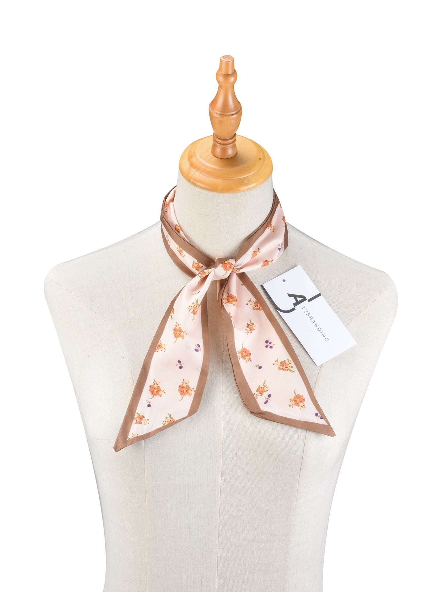 Scarvii - Floral and Heart Print Skinny Scarf