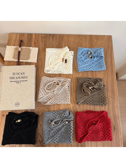 Scarvii - Solid Openwork Knit Triangle Scarf