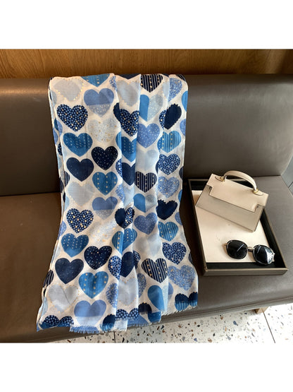 Scarvii - Minimal Heart Pattern Printed Shawl Scarf