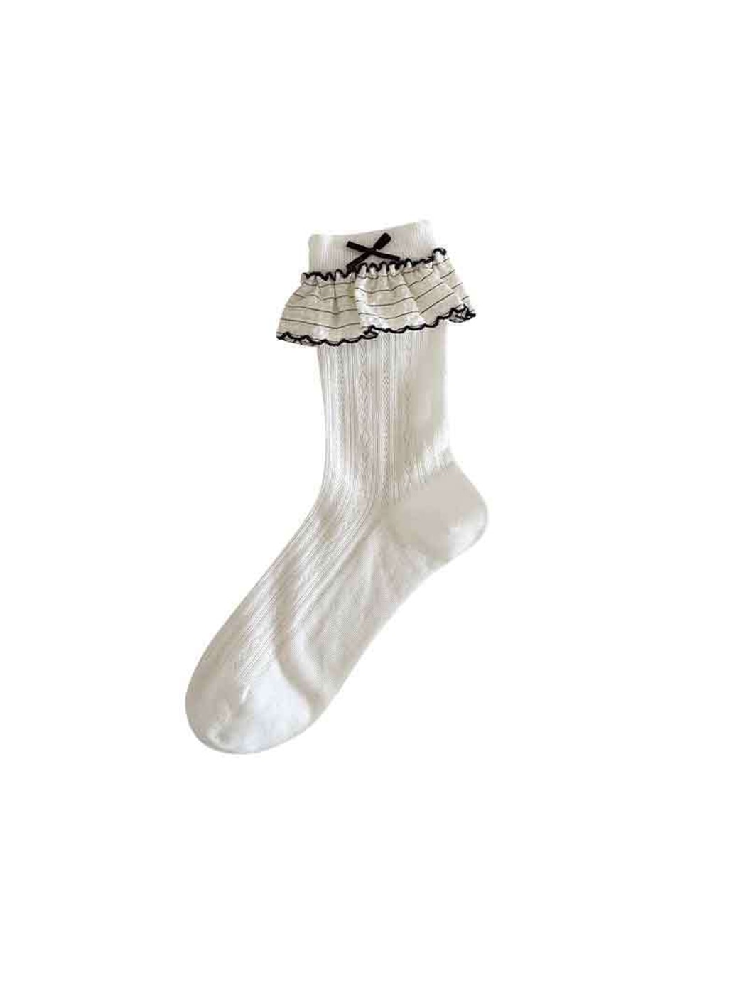 Rufia - Bow Trim Ballet Style Crew Socks for Women