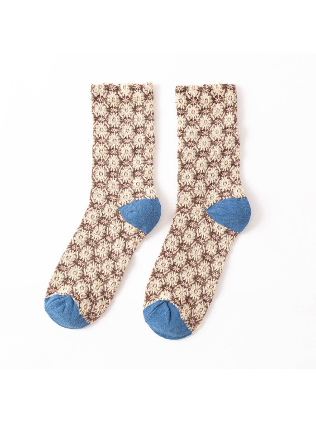 Rufia - Vintage Floral Grid Crew Socks product image 4