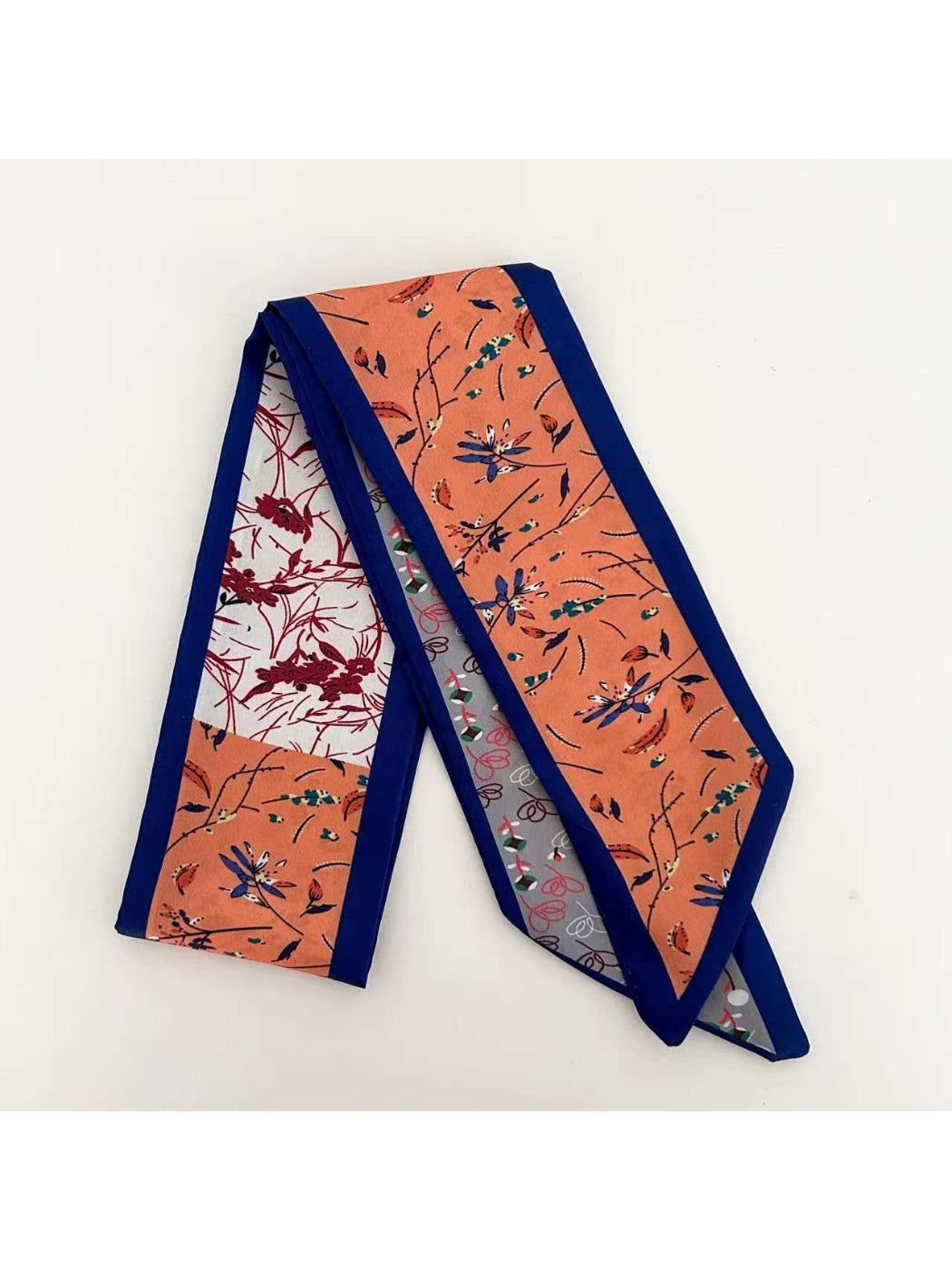 Scarvii Botanical Bird Print Skinny Scarf