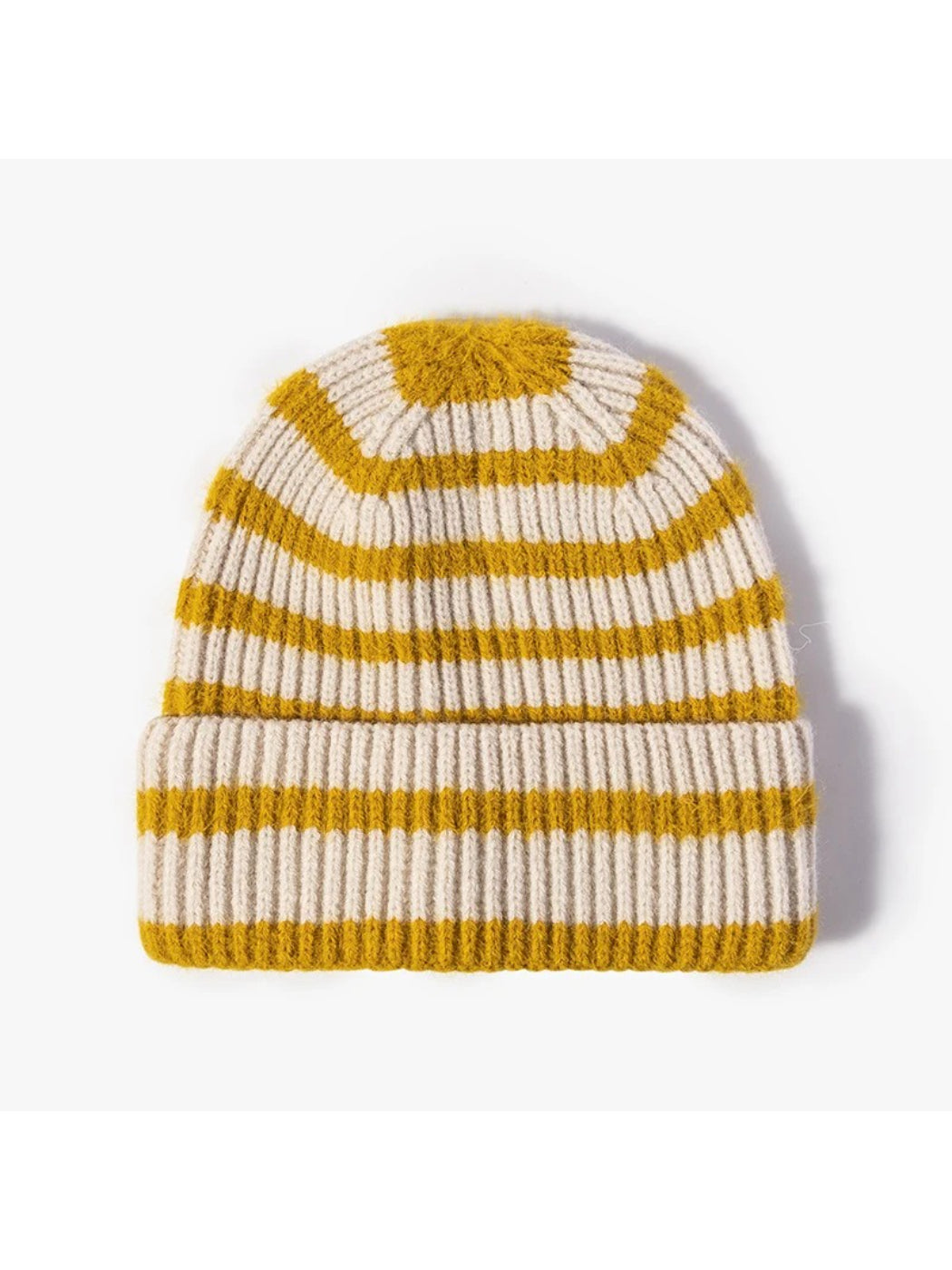 Haila - Striped Roll-Edge Knit Beanie