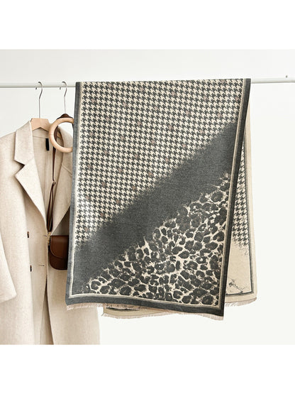 Scarvii - Dual-Tone Leopard Border Scarf
