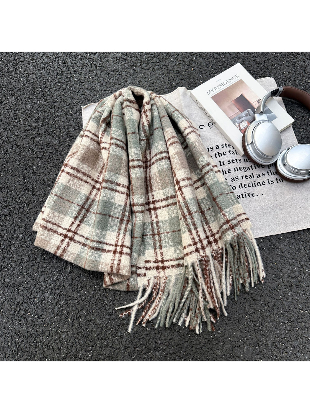 Scarvii - Vintage Plaid Fringe Winter Scarf