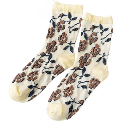 Rufia - Women's Vintage Mid-Calf Quarter Socks - Classsic & Delicate