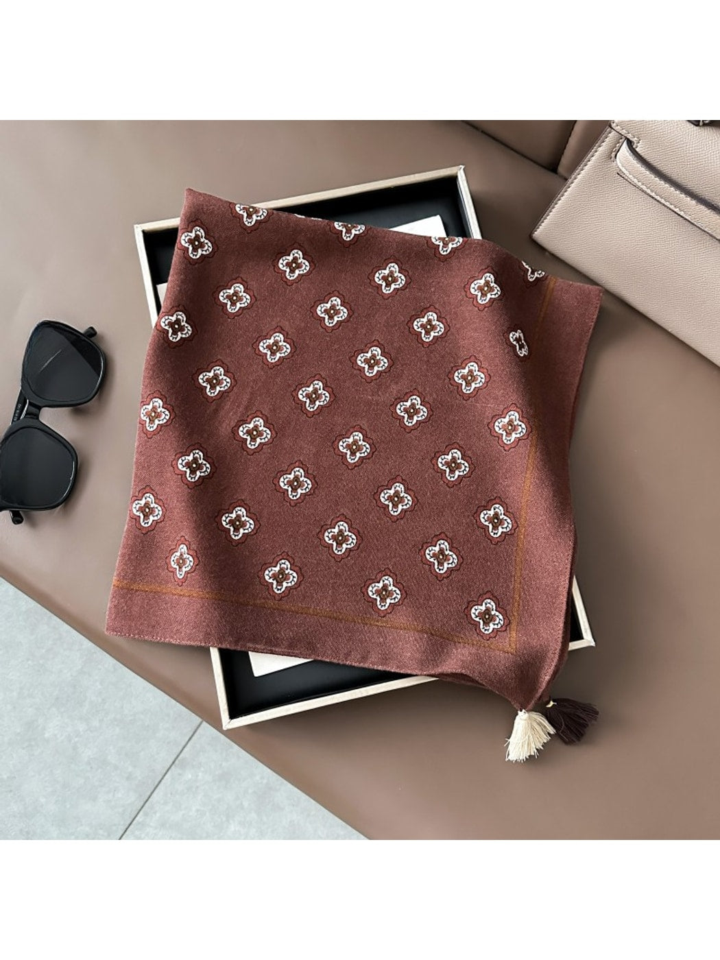 Scarvii - Muted Geometric Printed Square Scarf