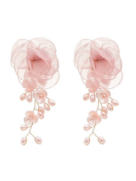 Earwish – Pearl Lace Blossom Tassel Earrings