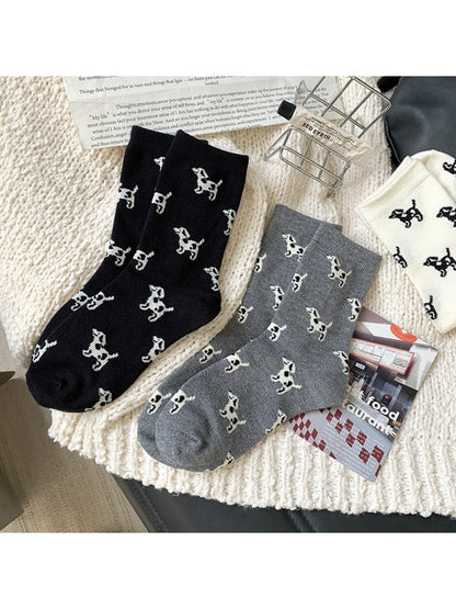 Rufia - Playful Dog Motif Crew Socks