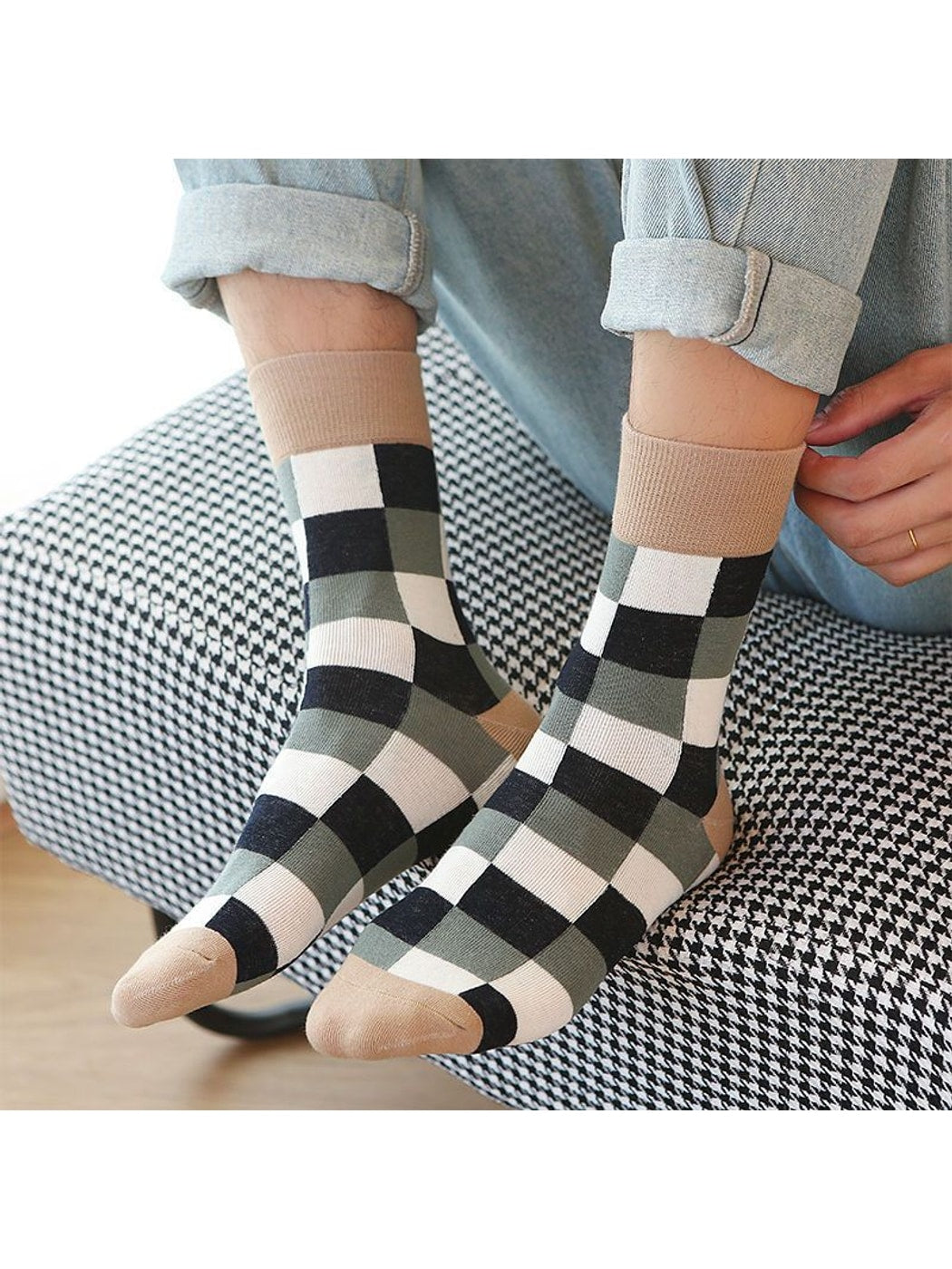 Rufia - Checked Pattern Everyday Crew Socks