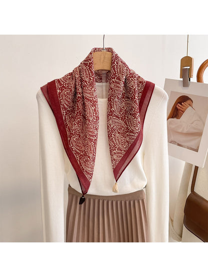 Scarvii - Decorative Border Paisley Fashion Square Scarf