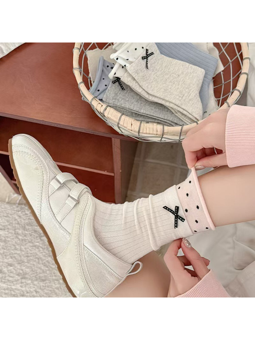 Rufia - Layered Dot Trim Crew Socks product image 1