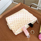 Cosbai Red Dot Cosmetic Bag displayed standing upright with red dot print