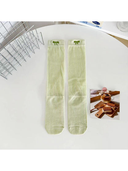 Rufia - Bow Embroidered Ribbed Crew Socks product image 5