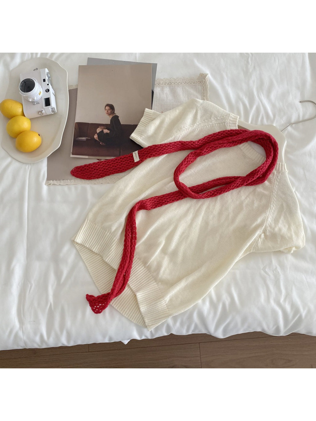 Scarvii - Mesh Knit Long Skinny Scarf