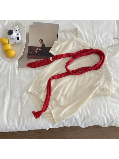 Scarvii - Mesh Knit Long Skinny Scarf