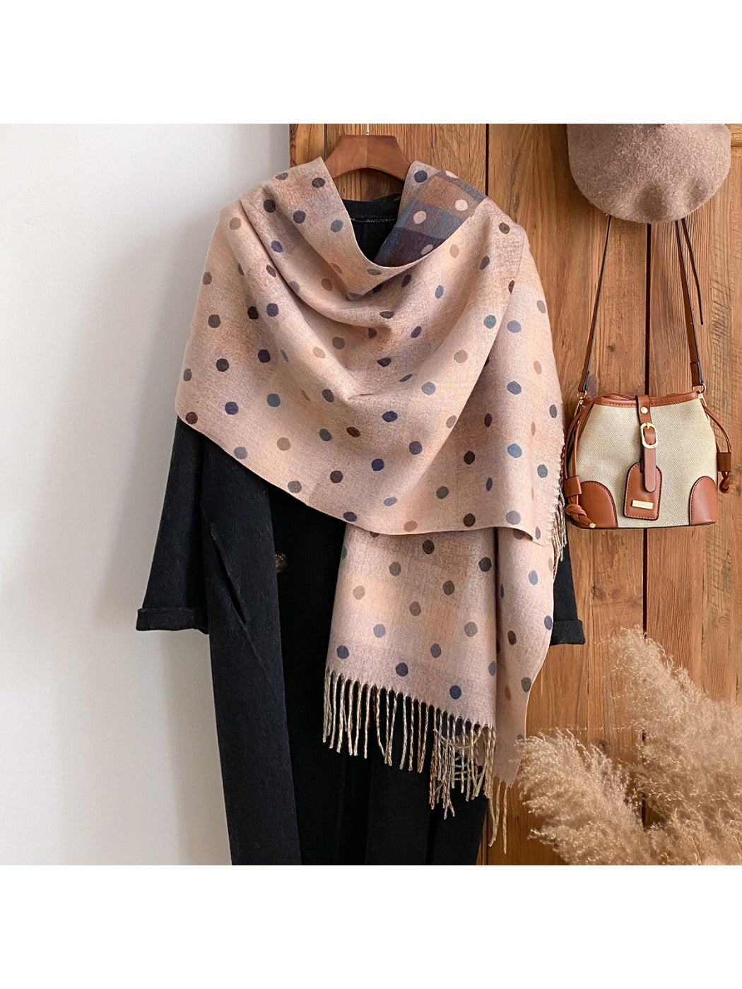 Scarvii - Color Block Polka Dot Scarf & Wrap