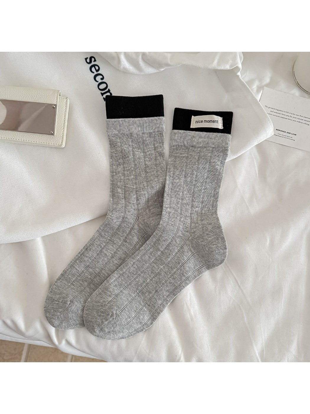 Rufia - Simple Pattern Openwork Crew Socks
