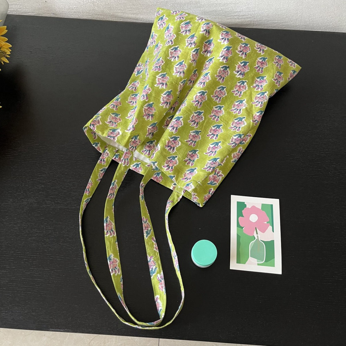Fresh Green Floral Shopper Bag detail view