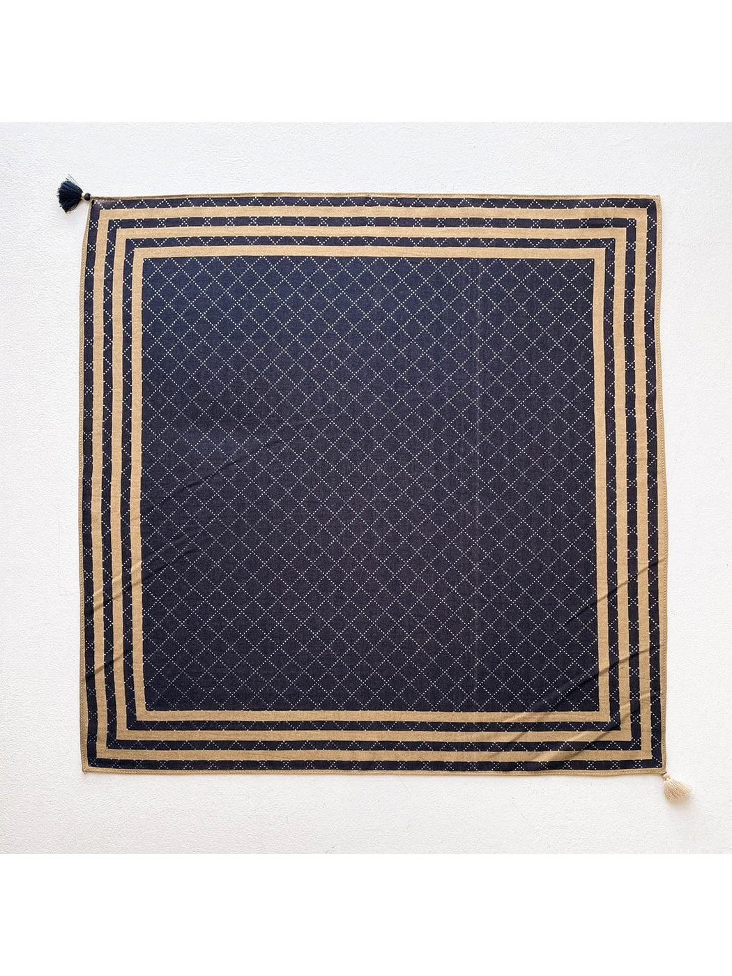 Scarvii - Retro Dot Diamond Grid Pattern Square Scarf