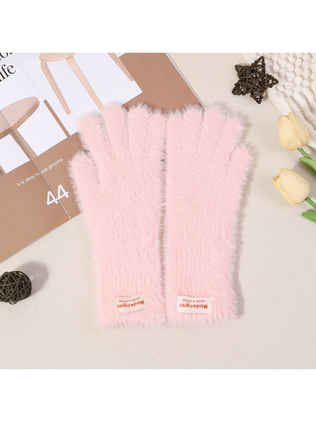 Gloving - Solid Color Plush Fuzzy Touchscreen Gloves