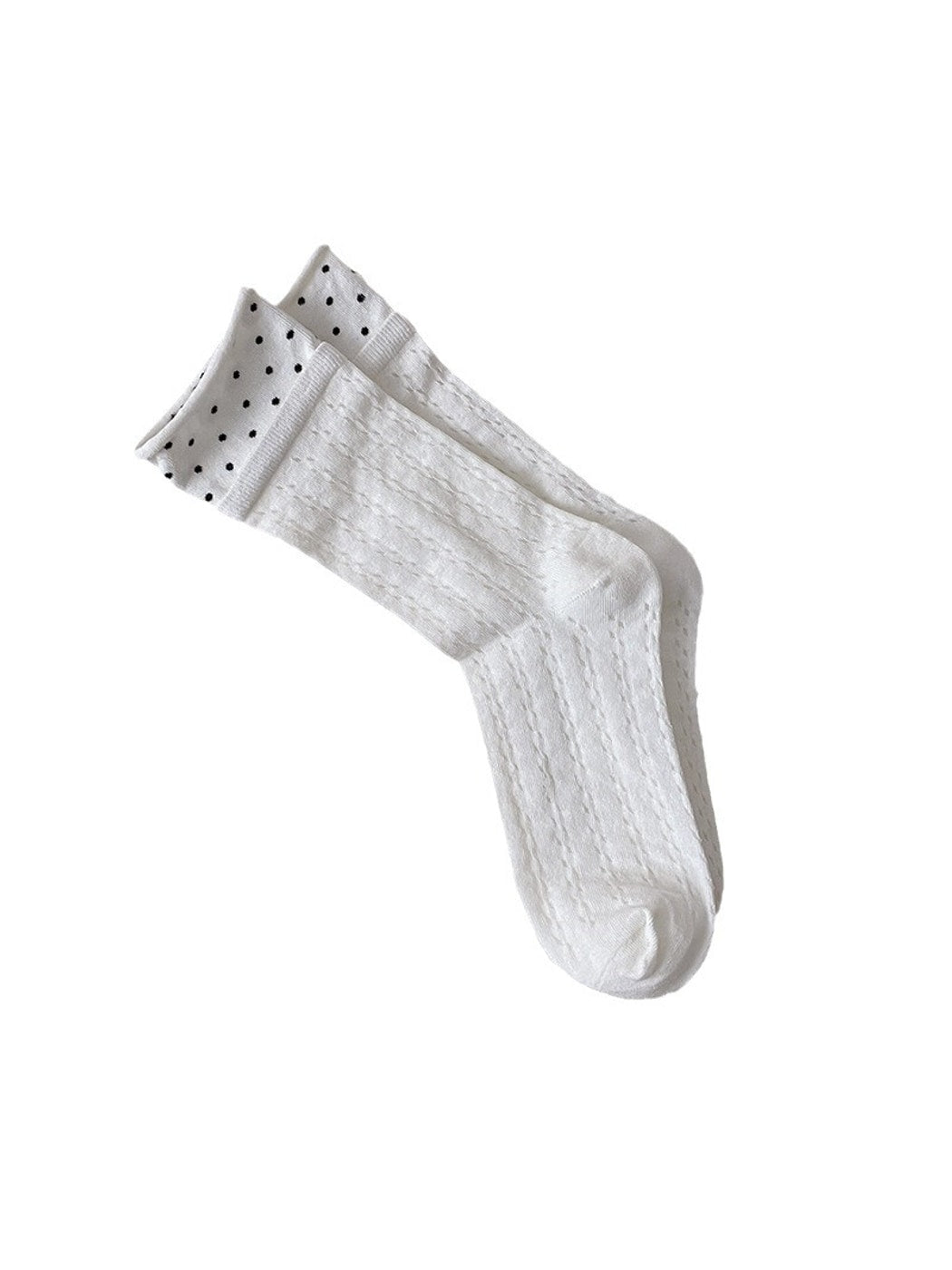 Rufia - Openwork Polka Dot Rolled Trim Crew Socks