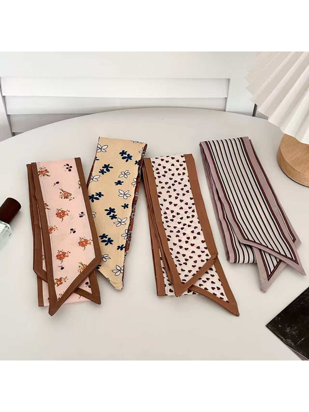 Scarvii Floral and Heart Print Skinny Scarf