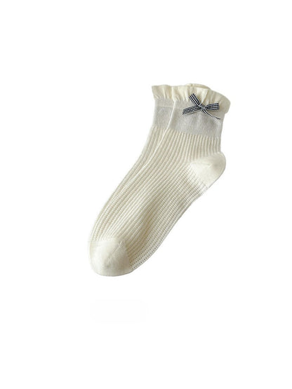 Rufia - Bow Trim Ribbed Ankle Socks product image 5