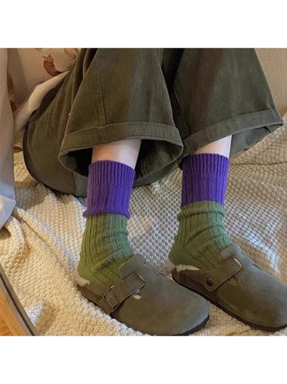 Rufia - Color Block Ribbed Crew Socks