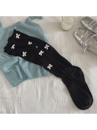 Rufia - Bow Details Muted Knee-high Socks