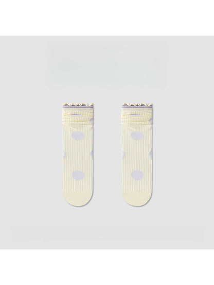 Rufia - Polka Dot Ruffle Trim Crew Socks