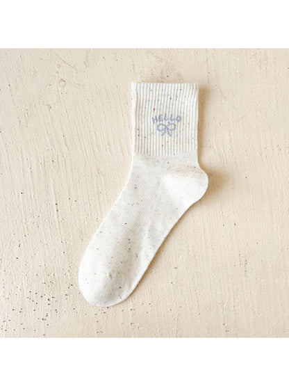 Rufia - Simple Cartoon Pattern Heathered Crew Socks