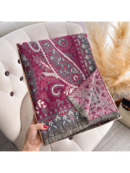Scarvii – Paisley Print Fringe Scarf & Wrap