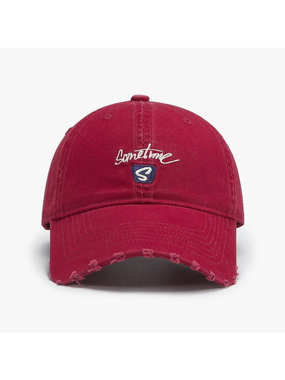 Haila - Round Crown Embroidered Detail Foldable Baseball