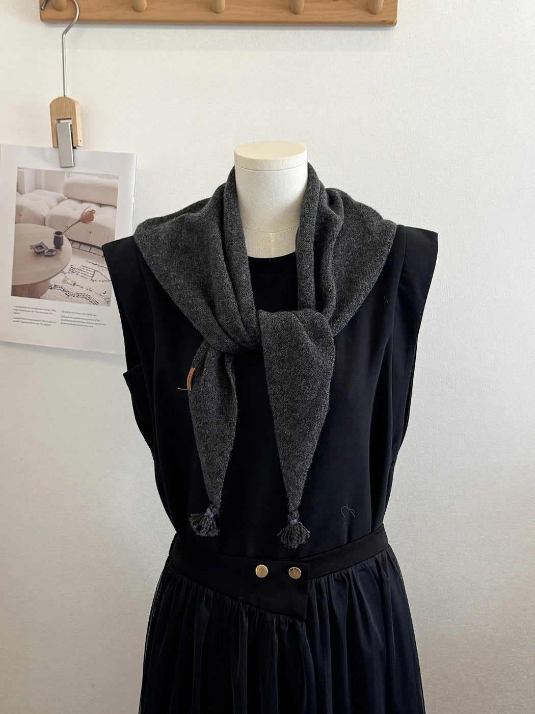 Scarvii - Knit Tassel Triangle Scarf