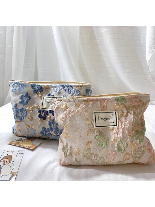 Cosbai - Soft Floral Quilted Cosmetic Pouch