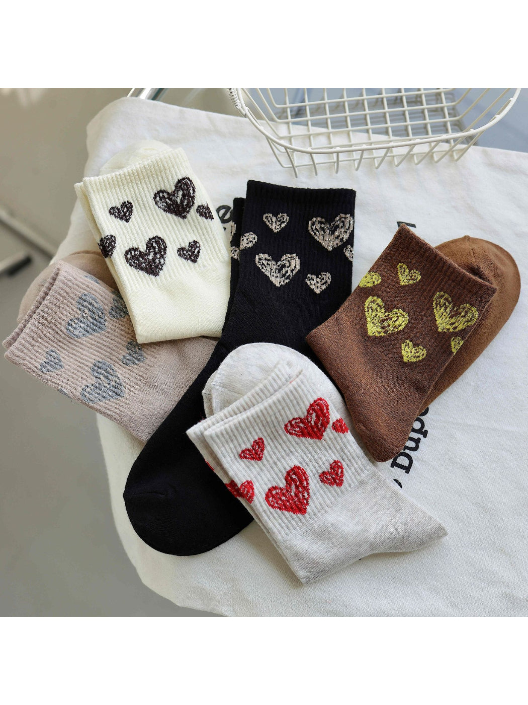 Rufia - Sketch Heart Motif Crew Socks