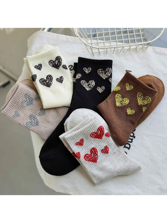 Rufia - Sketch Heart Motif Crew Socks