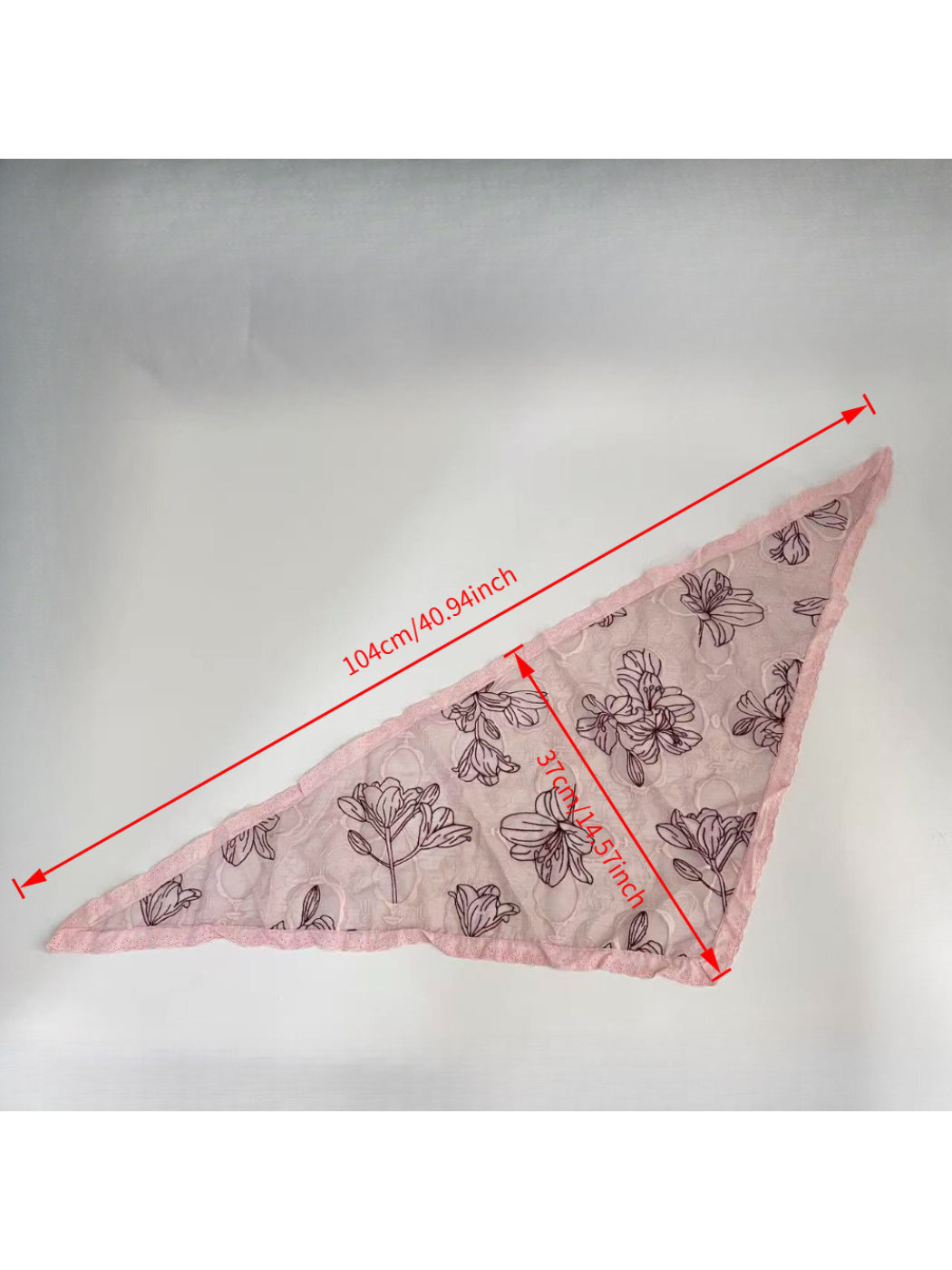 Scarvii - Floral Outline Scalloped Edge Bandana Scarf