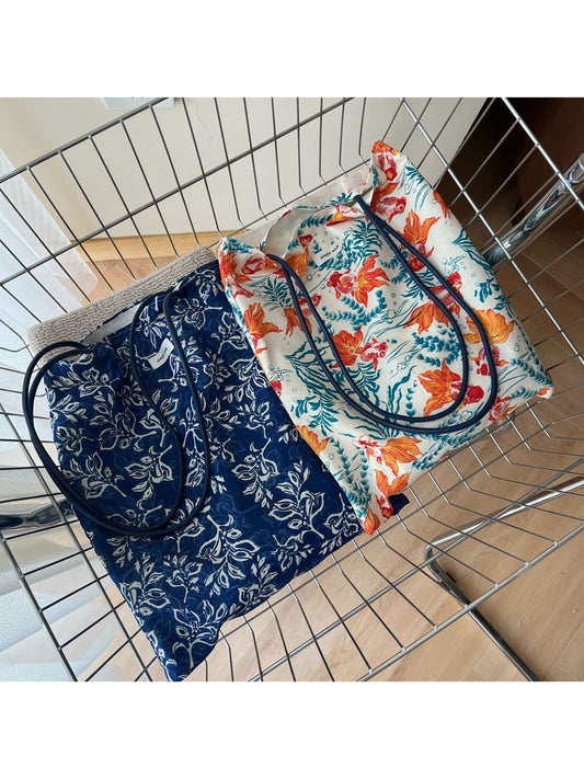Cosbai - Ethnic Print Vertical Tote Bag