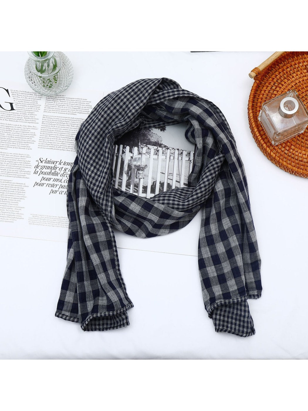 Scarvii - Geometric Plaid Rectangular Long Scarf