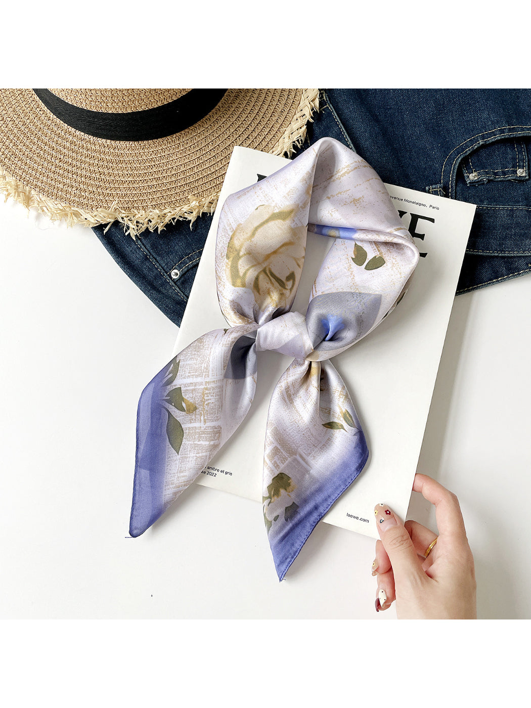 Scarvii - Floral Print Square Scarf