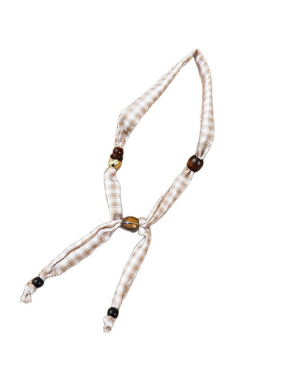 Scarvii - Minimalist Beaded Ribbon Style Narrow Scarf
