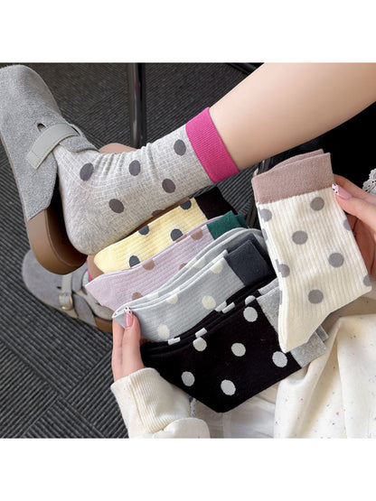 Rufia - Contrast Cuff Polka Crew Socks product image 1